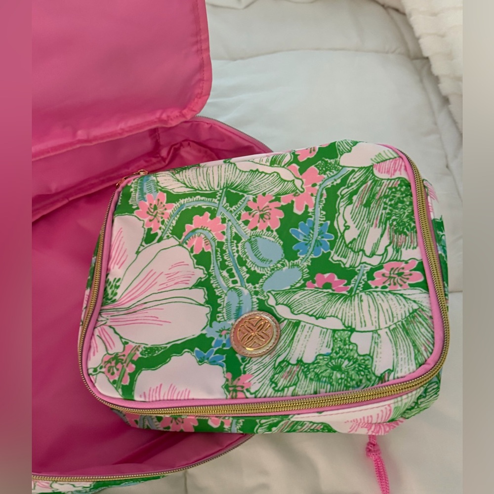 Lilly Pulitzer Mint Green & Pale Pink Floral Cosmetic Pouch